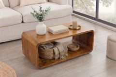 Massiver Couchtisch CUBUS 100cm braun honey finish Mangoholz handmade