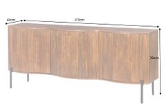 Massives Sideboard GRANDEUR 180cm braun Mangoholz schwarz Metall