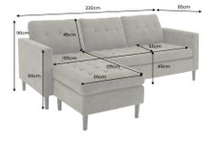 Retro Ecksofa STOCKHOLM 220cm grün Cordstoff Federkern 3-Sitzer