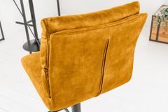 Höhenverstellbarer Barhocker COMFORT senfgelb Samt drehbar mit Lehne Metall schwarz