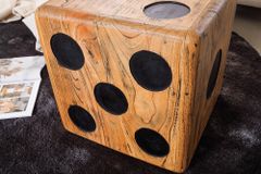 Massiver Würfelhocker CUBE 40cm natur Mindiholz Beistelltisch stapelbar