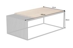 Massivholz Couchtisch ARCHITECTURE 100cm Eiche geölt schwarzes Metallgestell