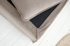 Großer Sitzhocker HEAVEN 100cm greige Cord Sofahocker abnehmbarer Bezug