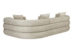 Retro Wohnlandschaft VOGUE 290cm beige Samt XXL-Sofa organische Form inkl. Kissen