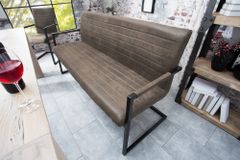Industrial Freischwinger Bank LOFT 160cm taupe mit Armlehne