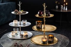 Design Etagere ABSTRACT 50cm gold Metall mit drei Etagen