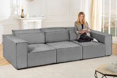 Design 3-Sitzer Sofa BOSSA NOVA 260cm grau Chenille XXL-Couch