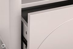 Nachttisch SAVOY 50cm kaschmir beige Keramik Marmor weiß Beistelltisch