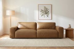 Echtleder Sofa BIG GEORGE 245cm cognac Taschenfederkern 3-Sitzer Couch