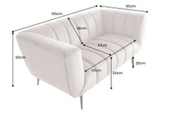 Design 2-Sitzer Sofa NOBLESSE 165cm champagner Samt schwarze Metallfüße Federkern