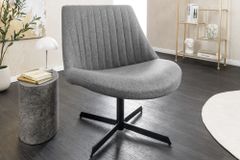 Drehbarer Sessel LOUNGER grau Strukturstoff Metallgestell schwarz