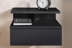 Hängender Nachttisch FLOATING 35cm schwarz Regal mit Schublade