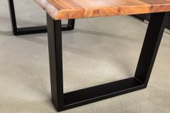 Massivholz Couchtisch MAMMUT 120cm Akazie natur V-Gestell schwarz 2,5cm Tischplatte