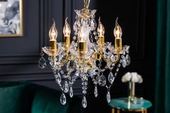 Design Kronleuchter DIAMONDS S 40cm gold Acryl 5-armig Barock Design