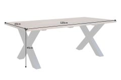 Massivholz Couchtisch MAMMUT 120cm Akazie Honey Finish X-Gestell schwarz 2,5cm Tischplatte