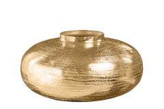Moderne Deko Vase ABSTRACT ORIENT 35cm gold rund Metall Hammerschlag-Design