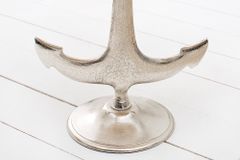 Maritimer Beistelltisch SEVEN SEAS 50cm silber Anker-Design rund Mangoholz Metall
