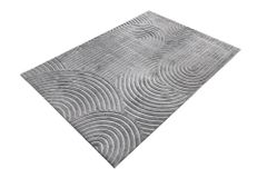 3D strukturierter Kurzflor Teppich ART DECO 230x160cm grau Hoch-Tief-Effekt