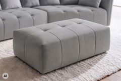 Moderner Hocker ROYAL 120cm grau Veloursstoff Federkern Sitzhocker