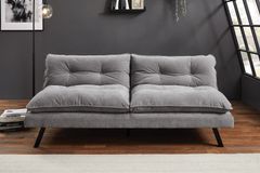 Modernes Schlafsofa COCOONING 190cm grau Chenillestoff 3-Sitzer Couch