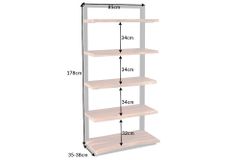 Massives Bücherregal MAMMUT 180cm Akazie schwarz fünf Regalböden