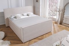 Design Boxspringbett SIGNUM 180x200cm beige Cord inkl. Topper Matratze und Stauraum