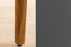 Massivholz Stuhl PURE braun stone finish dunkelgrau Sheesham mit Kunstlederbezug