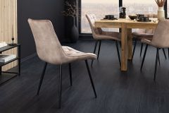 Design Stuhl ROADSTAR champagner greige Samt schwarze Metallbeine