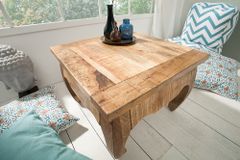 Massiver Couchtisch OPIUM ANTIQUE 60cm natur Mangoholz Beistelltisch