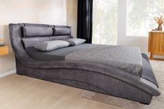 Bett SWING 180x200cm grau Vogue Seiden Samtstoff