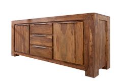 Massivholz Sideboard MAKASSAR 175cm braun Sheesham stone finish Kommode mit Schubladen