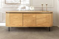 Modernes Sideboard ATELIER 160cm natur Eiche schwarz Metall vier Fächer