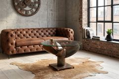 Maritimer Couchtisch OCEAN M 60cm kupfer geflammt rund Schiffsschraube Glasplatte