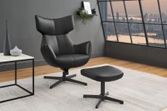 Design Hocker VOGUE 45cm schwarz Kunstleder drehbar Metallbeine Fußhocker
