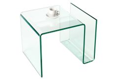 Extravaganter Glas Couchtisch FANTOME 50cm Beistelltisch mit Ablage für Magazine transparent