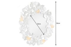 Dekorativer Wandspiegel GINKGO LEAFS XL 90cm gold silber rund aus Metall handmade