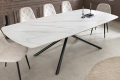 Design Esstisch OSAKA 160cm weiß Keramik schwarz Sterngestell Metall