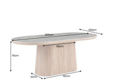 Ovaler Esstisch UNIQUE 200cm weiß natur Keramik Eiche Säulenfuß