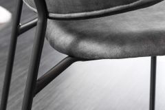Design Stuhl VOGUE grau Samt schwarze Metallbeine