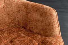 Design Sessel SCANDINAVIA rost braun Chenille Cremona schwarz Metall mit Armlehne