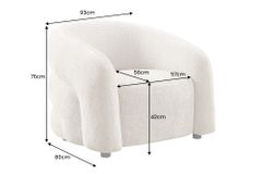 Design Sessel VOGUE 95cm grau Chenille mit Armlehnen und Nosagfederung