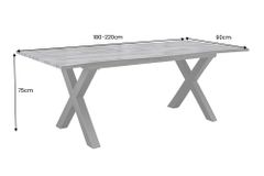 Ausziehbarer Esstisch WILD 180-220cm grau gekälkt Wildeichen-Design Baumkante schwarz