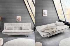 Modernes Schlafsofa JAZZ 190cm champagner beige Chenille 3-Sitzer Couch