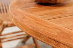 Massiver Gartentisch EMPIRE TEAK 120cm natur Teakholz rund klappbar Outdoor Balkontisch