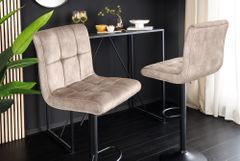 Höhenverstellbarer Barhocker MODENA champagner beige Samt Metall schwarz drehbar