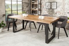 Massiver Esstisch IRON CRAFT 160cm natur Mangoholz Eisen Kufengestell Industrial Design