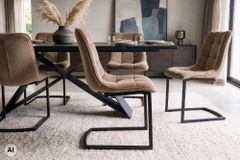 Freischwinger Stuhl MIAMI taupe Cord matt schwarz Metallgestell