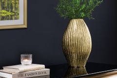 Handgefertigte Deko-Vase ELEGANCE 35cm gold antik Metall Hammerschlag Design