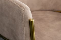 Design Stuhl NOBLESSE champagner beige Samt golden verchromtes Metallgestell