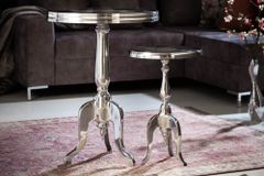 Eleganter Beistelltisch SAVOY 55cm silber poliert Dreibein mit runder Platte
